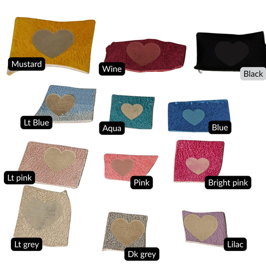 Custom faux suede tags for bags, clothing, bandanas, etc