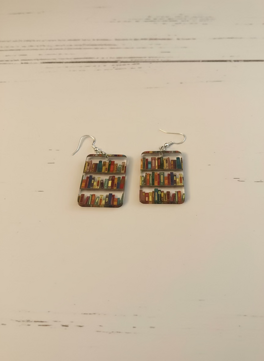 Books patterned earrings
