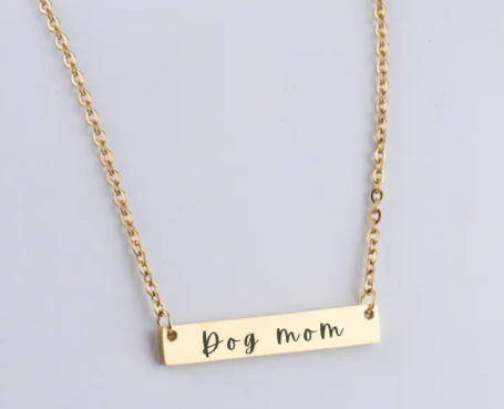 Necklace, Black, 14k gold, rainbow plated, Bar, Gift for Women Men