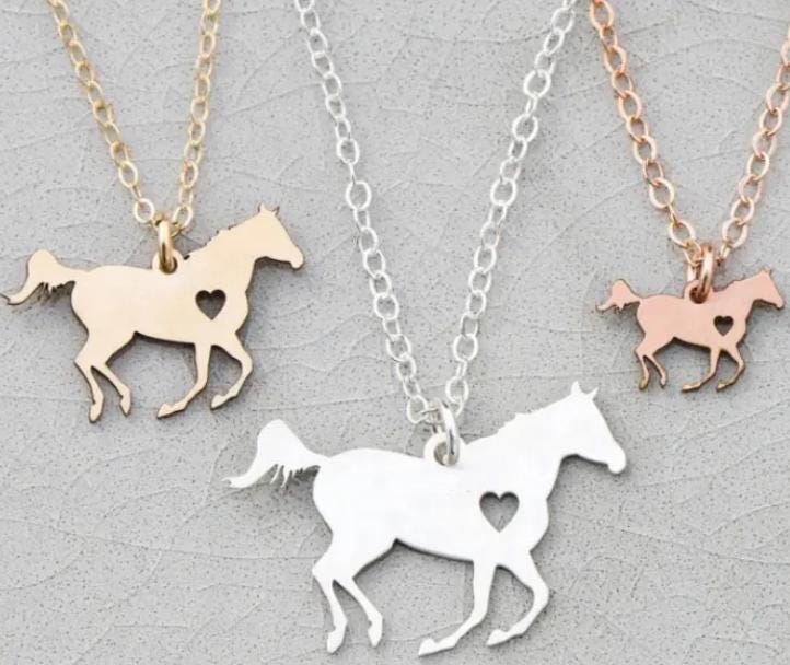 Necklace, Personalized Horse necklace, Silver, 14k gold, Horse lover, Gift for Women Men, horse necklace