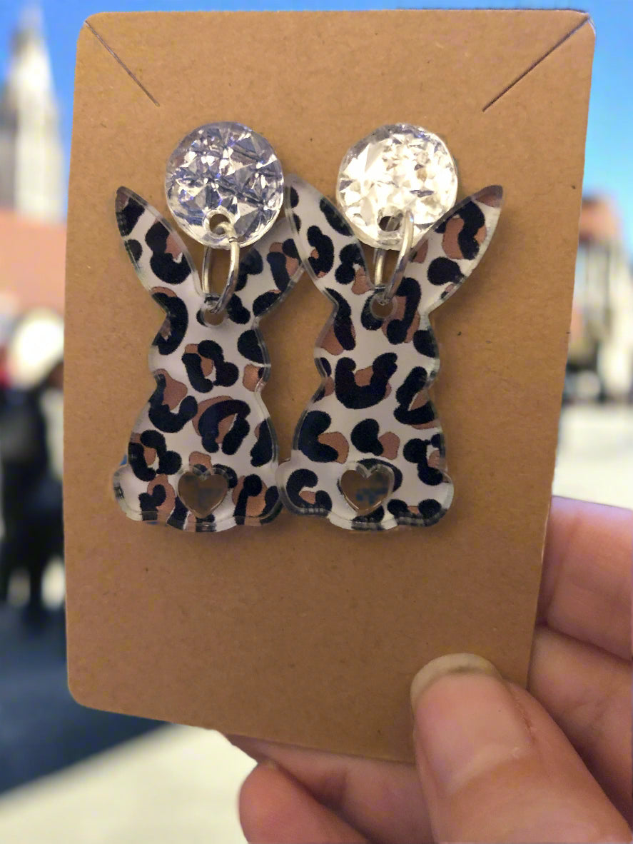 leopard print bunny earrings