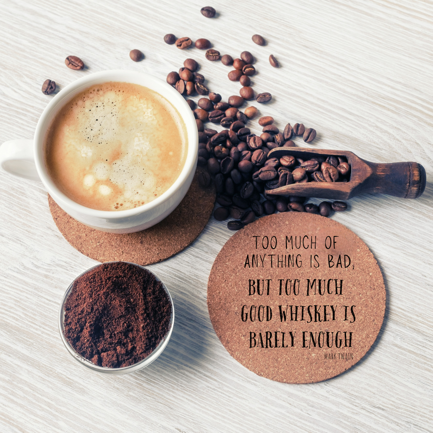 Coaster: cork coasters - alcohol sayings