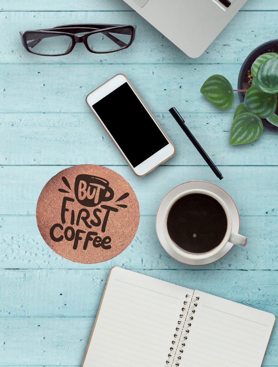 Coaster: cork coasters - coffee sayings