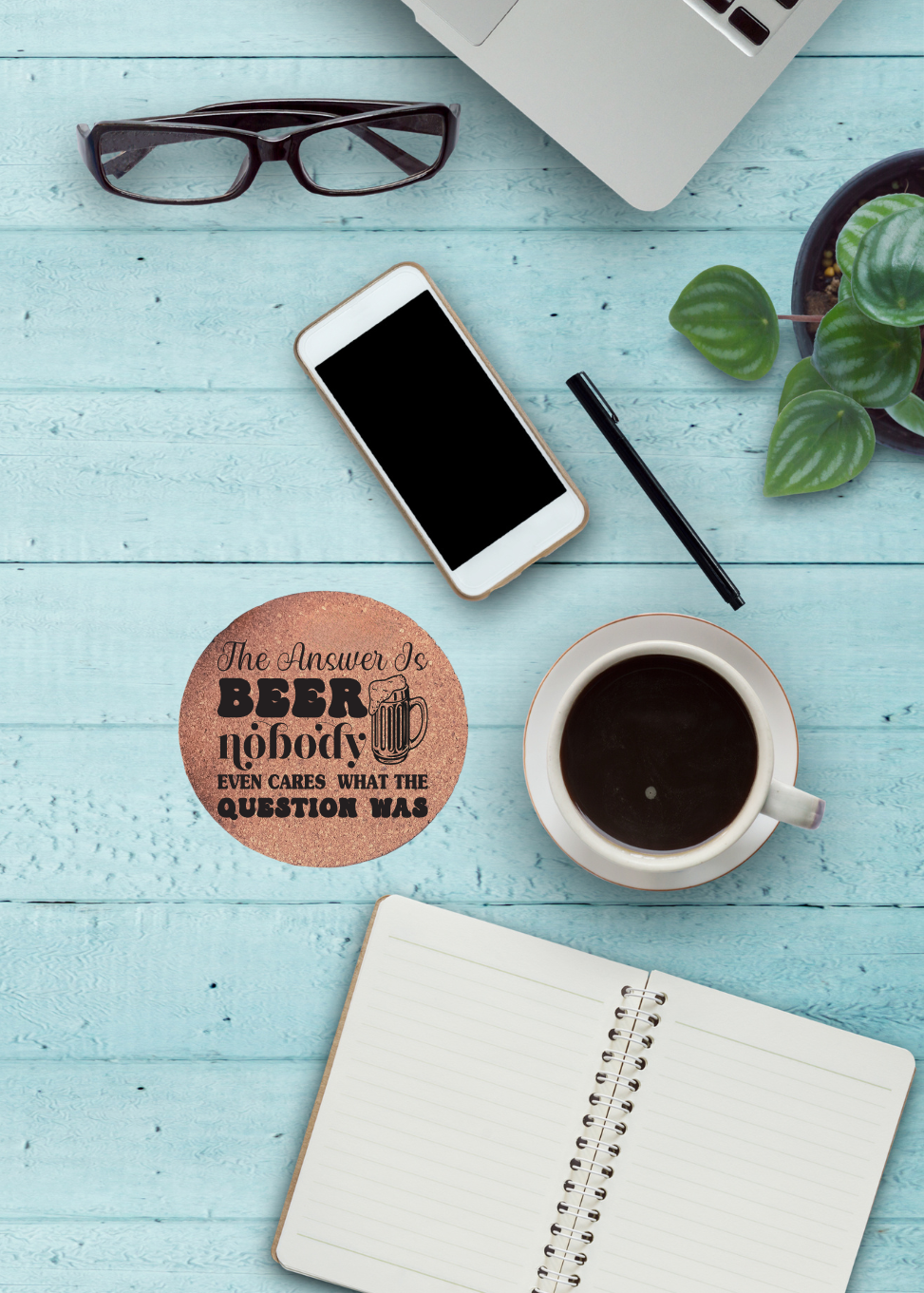 Coaster: cork coasters - alcohol sayings