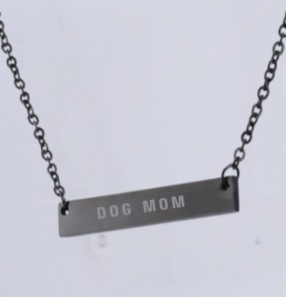 Necklace, Black, 14k gold, rainbow plated, Bar, Gift for Women Men