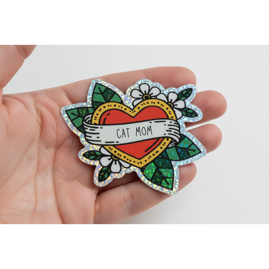Sticker: Cat mom/holographic