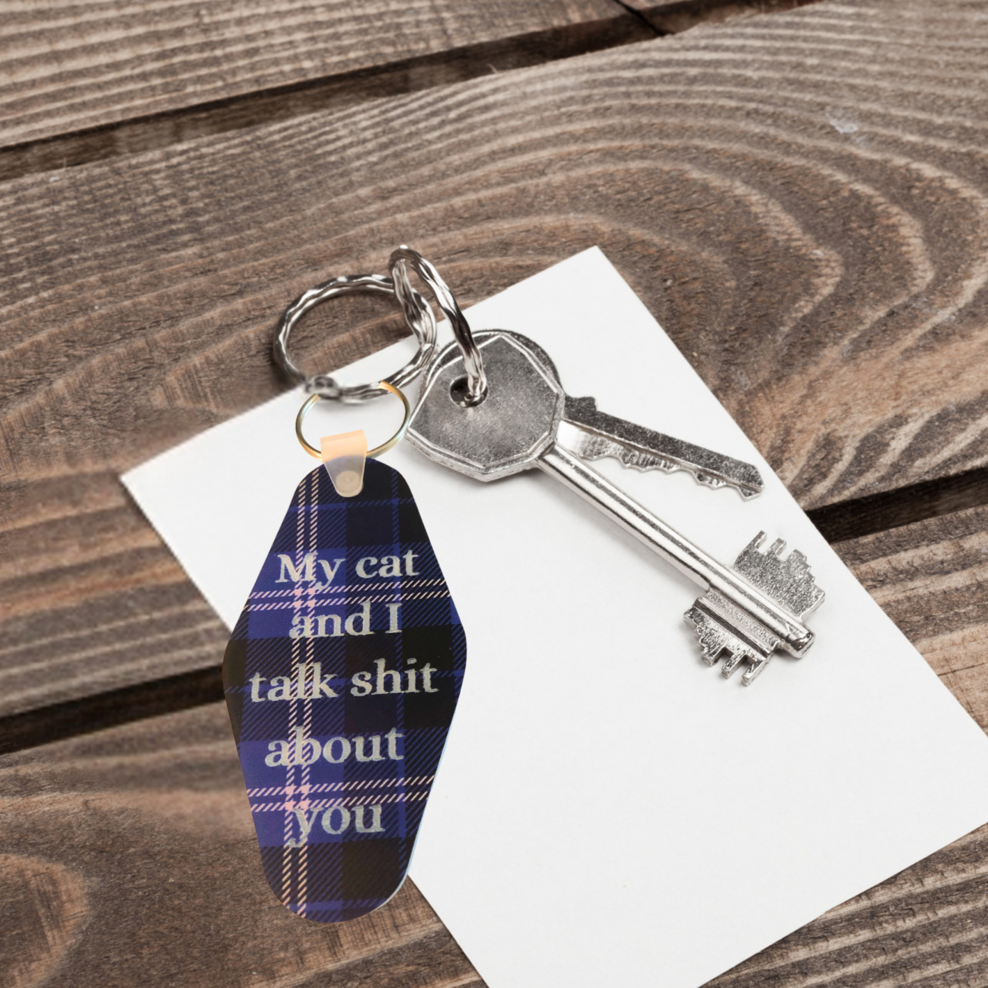 Keychain Hotel/motel dog and cat sweary talk about you