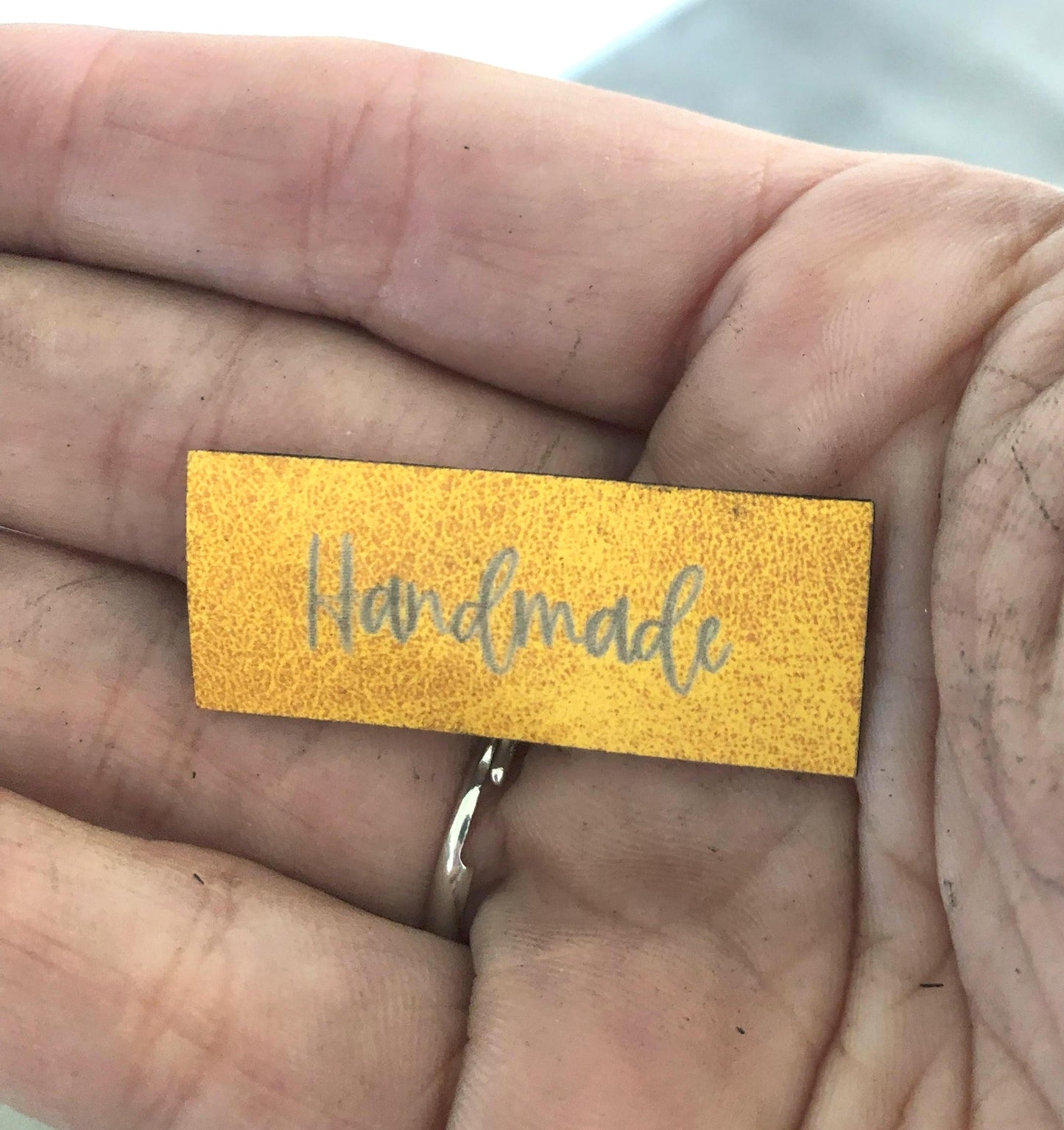 Custom faux suede tags 5 25 pc 50 pc small perfect for bags, clothing, bandanas, etc up to 1.5" by 1.5"