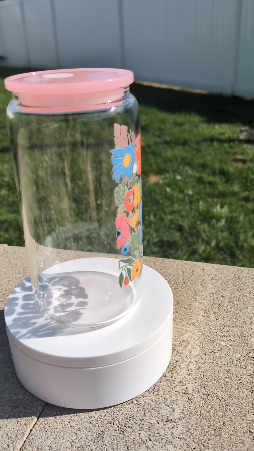 Video of glass tumbler rotating